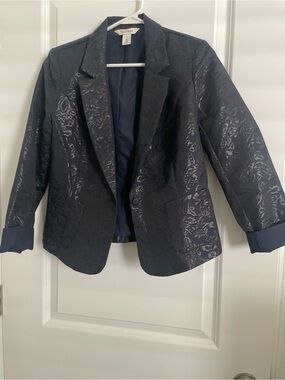 White House Black Market Navy Textured Blazer Jacket